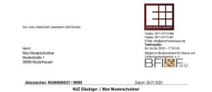 BriefkopfAktenzeichen
Gläubigerwechsel